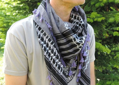 Palestinian keffiyeh, checkered black and white scarf, with